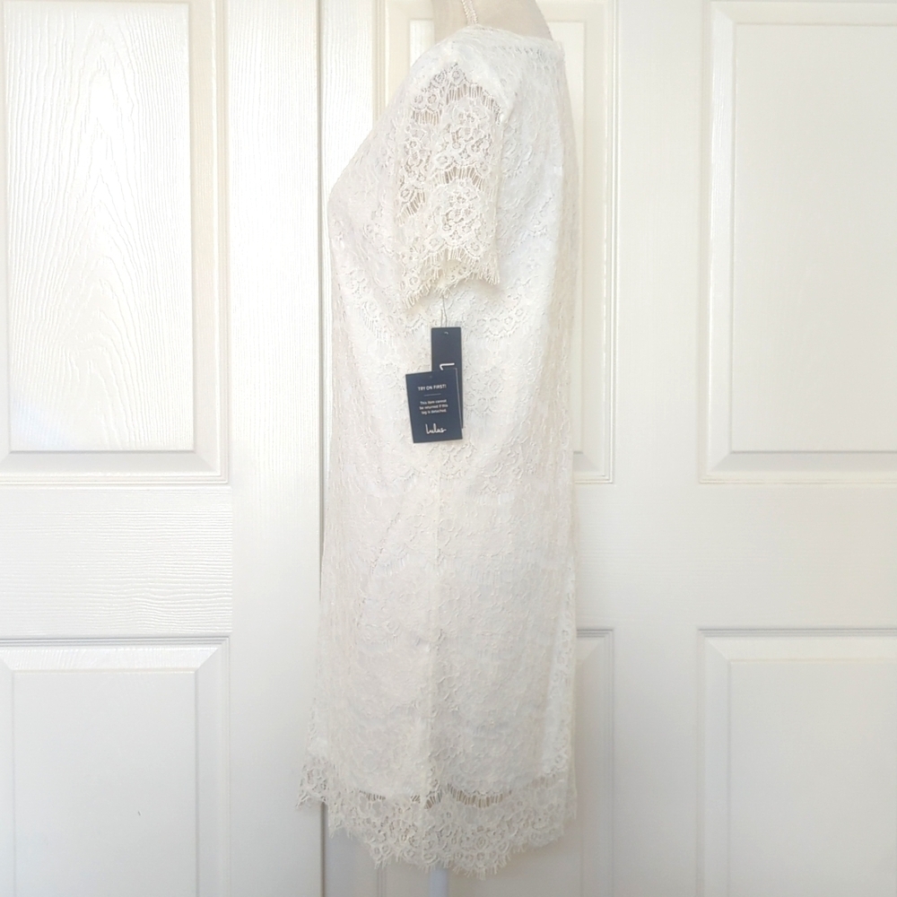 Lulu's Take Me to Brunch Ivory Lace Shift Dress - Picture 7 of 11